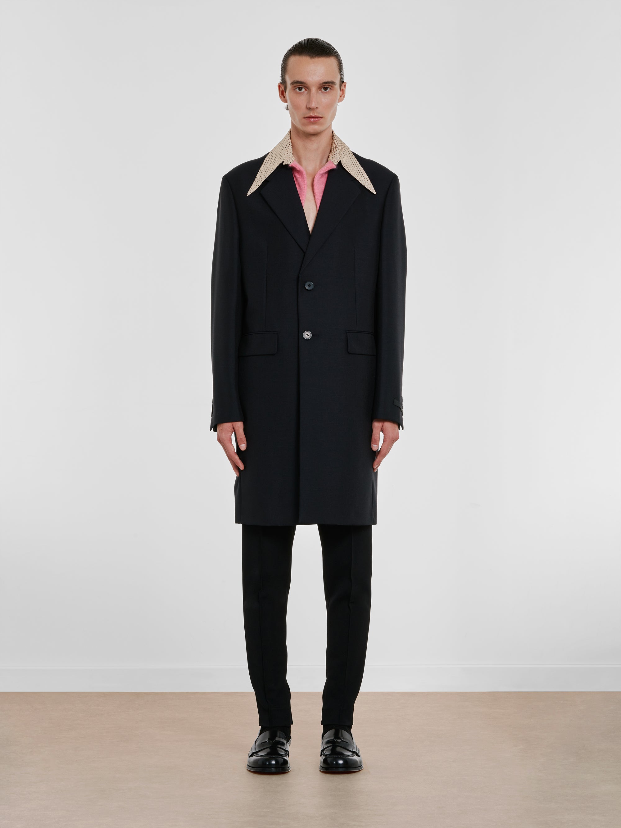 Prada: Men’s Coat With Detachable Collar (Black) | DSMNY E-SHOP
