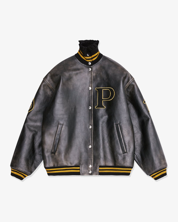 Prada - Women's Leather Bomber Jacket With Patch - (Black)