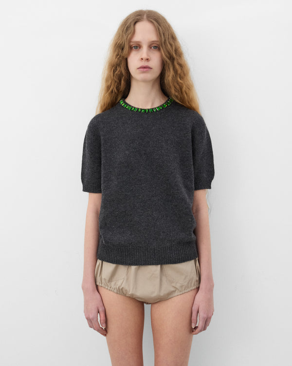Prada - Women's Embroidered Pullover - (Anthracite Grey)
