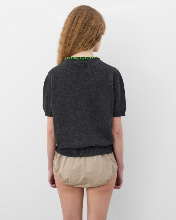 Prada - Women's Embroidered Pullover - (Anthracite Grey)