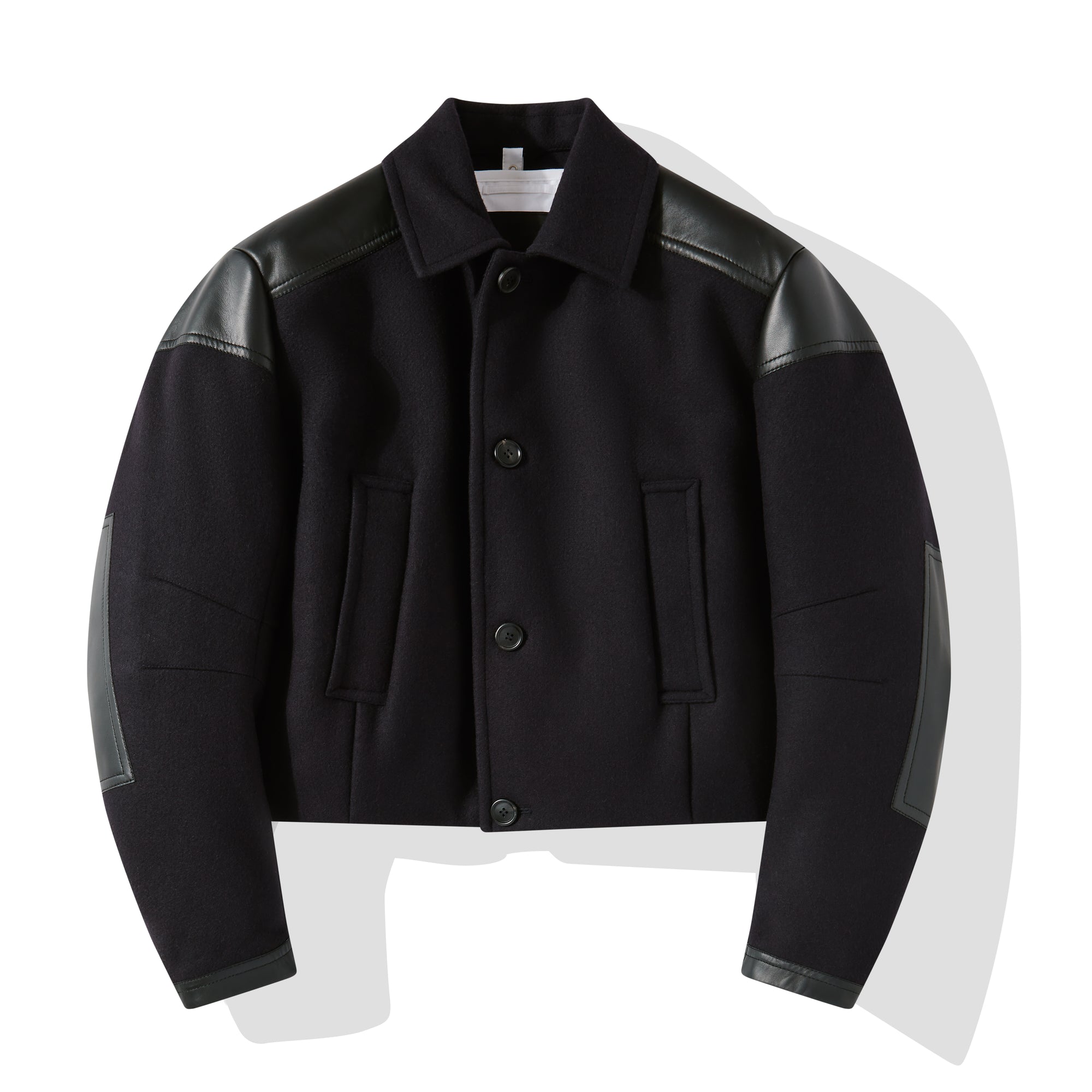 Prada: Men’s Cropped Wool Blend Down Jacket (Navy) | DSMNY E-SHOP