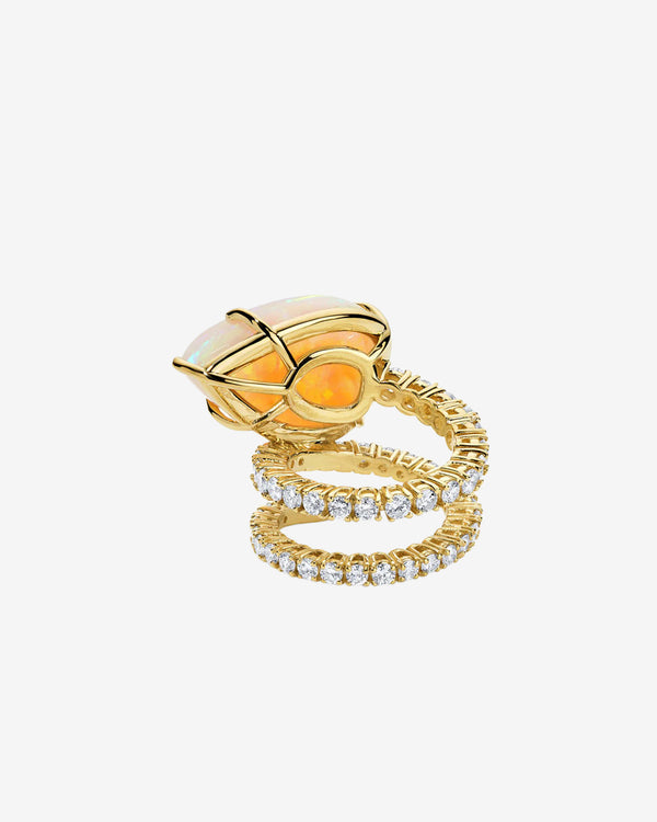 Mindi Mond - Women's Opal & Diamond Spiral Ring - (Opal)