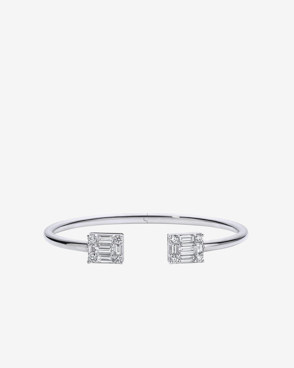 Mindi Mond - Women's Clarity Dual Cube Hinged Bangle - (White Gold)