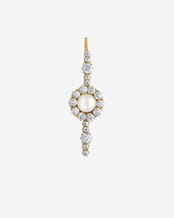 Mindi Mond - Women's Pearl & Diamond Single Drop Earring - (Yellow Gold)
