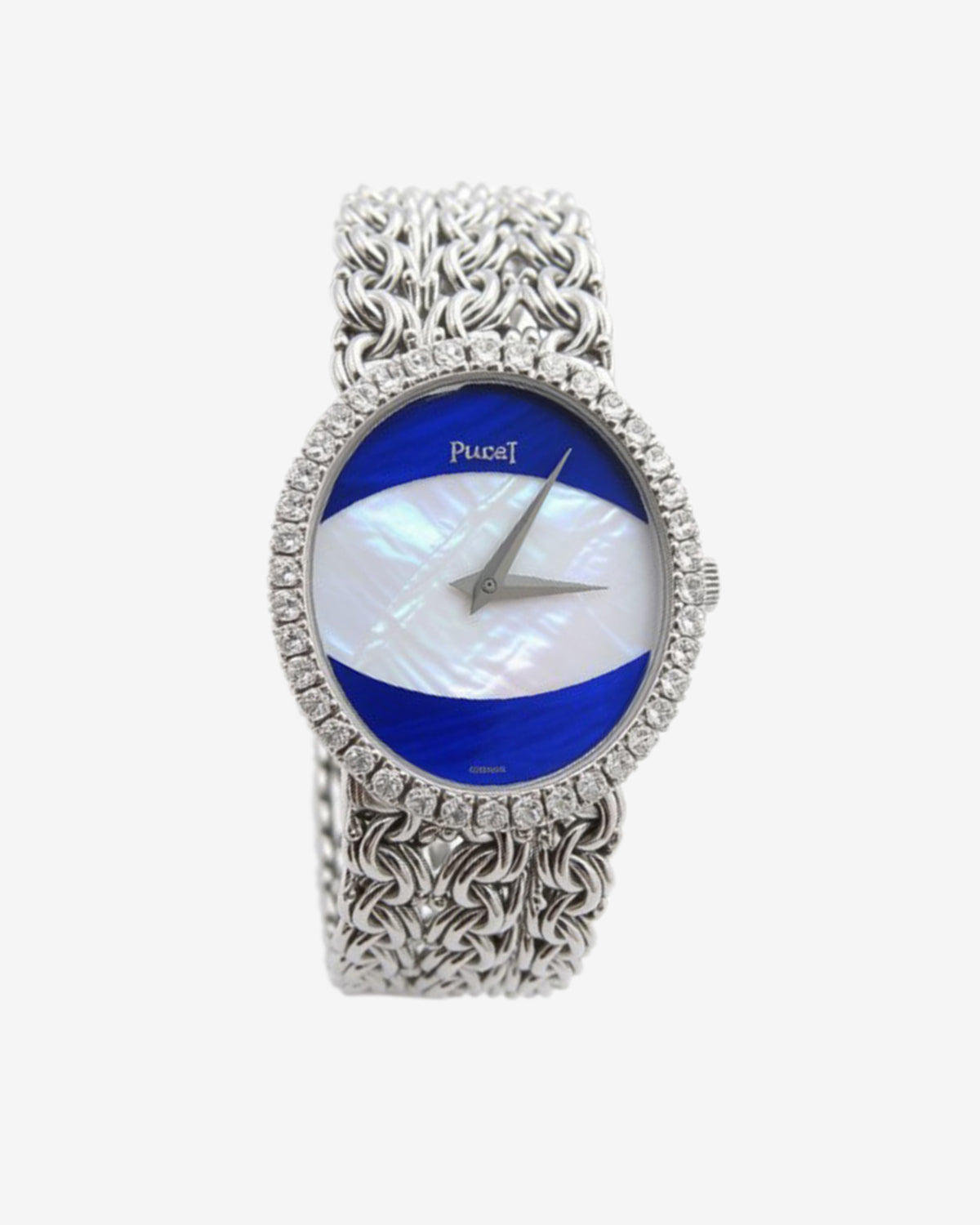 Classic 55 - Piaget Vintage 18k White Gold Lapis & Mother of Pearl Dial 9828 - (White Gold) view 1, Click to Zoom in