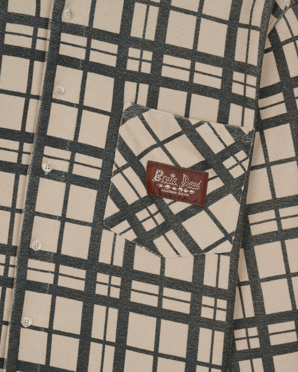 Brain Dead - Men's Plaid French Terry Button Up - (Sand)