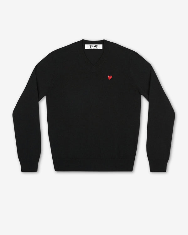Play Comme des Garçons - Mini Heart V Neck Sweater - (Black)