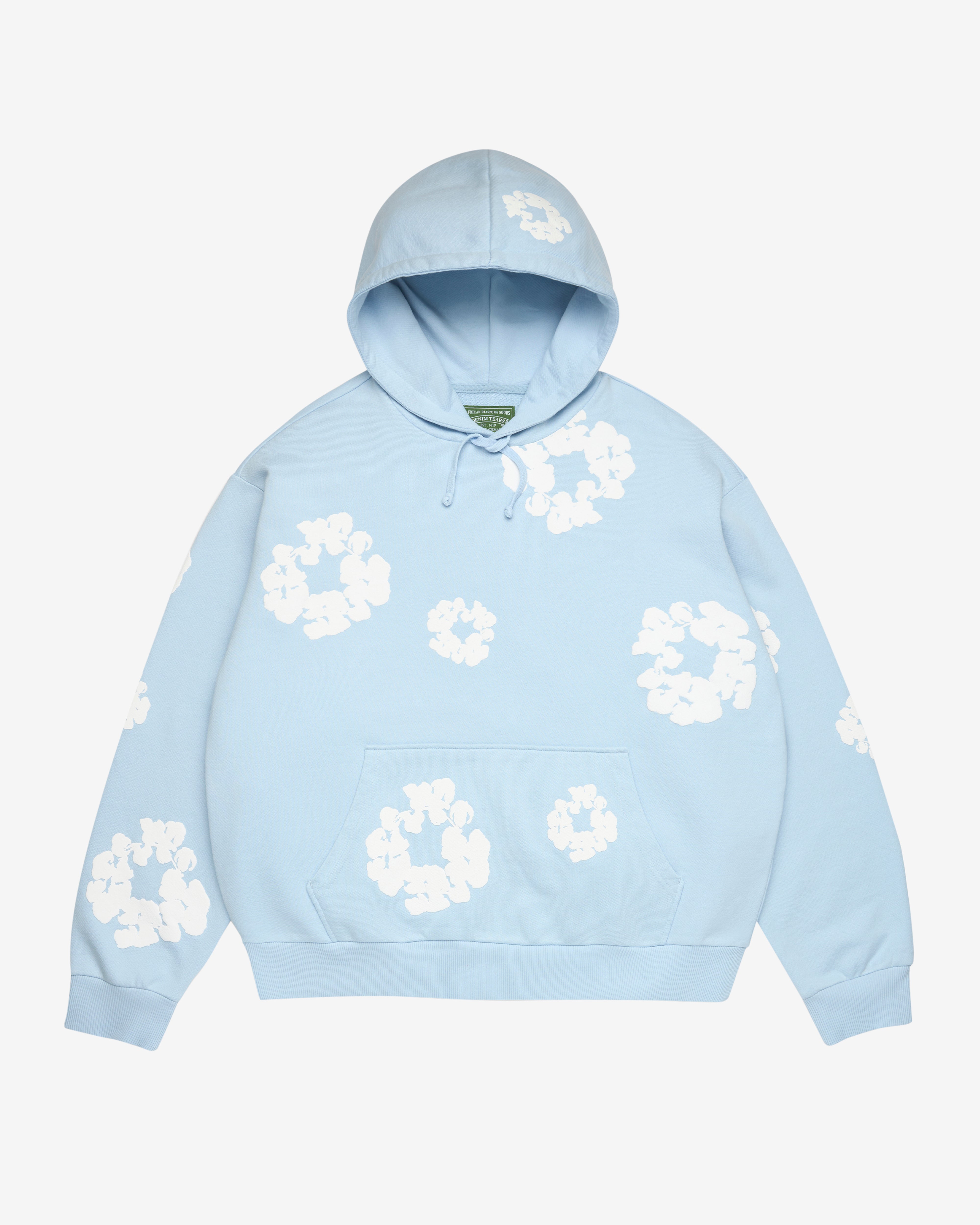 Denim Tears: Men's Powder Cotton Wreath Hoodie (Blue) | DSMNY E-SHOP