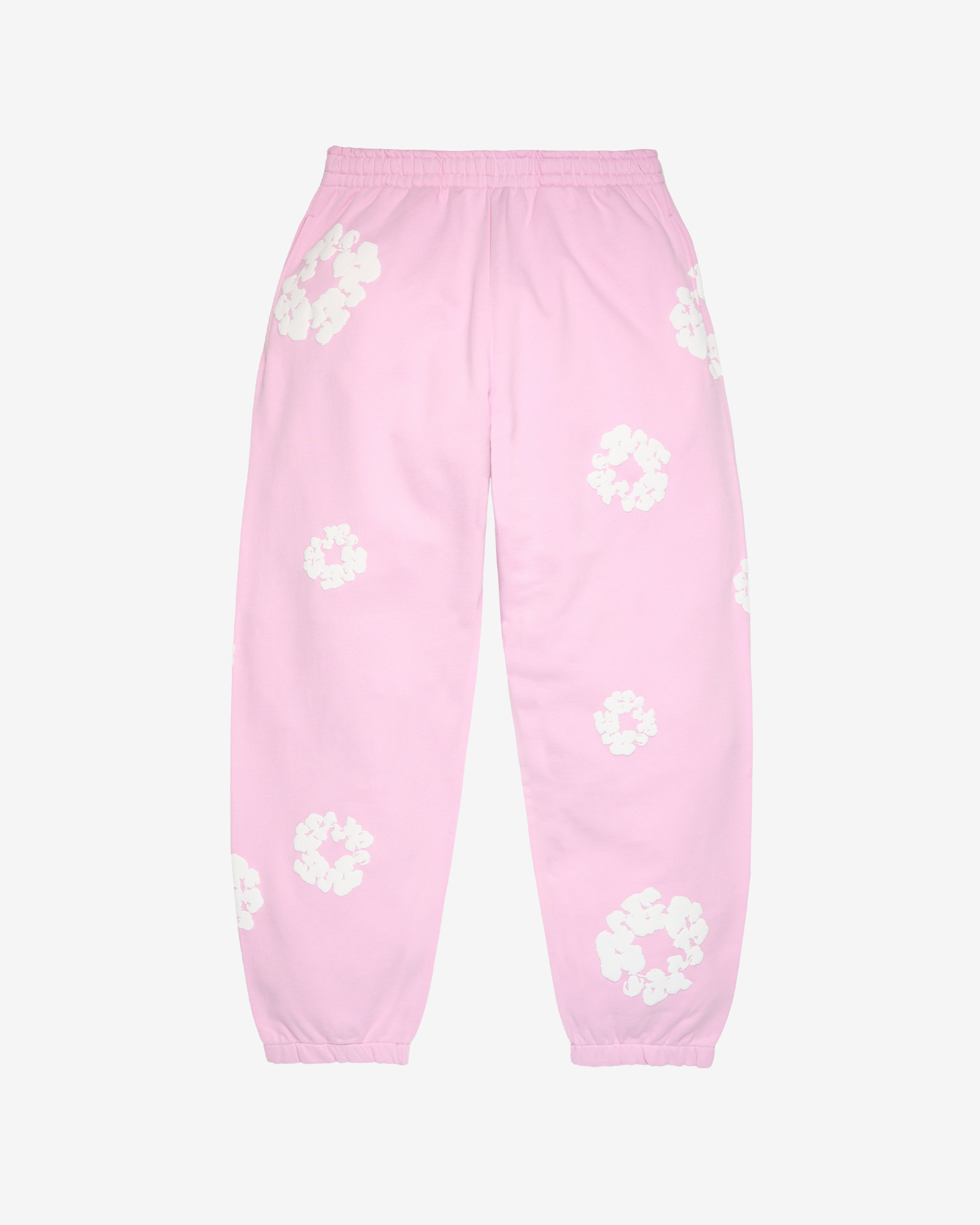 Denim Tears: Men's Powder Cotton Wreath Sweatpants (Pink) | DSMNY