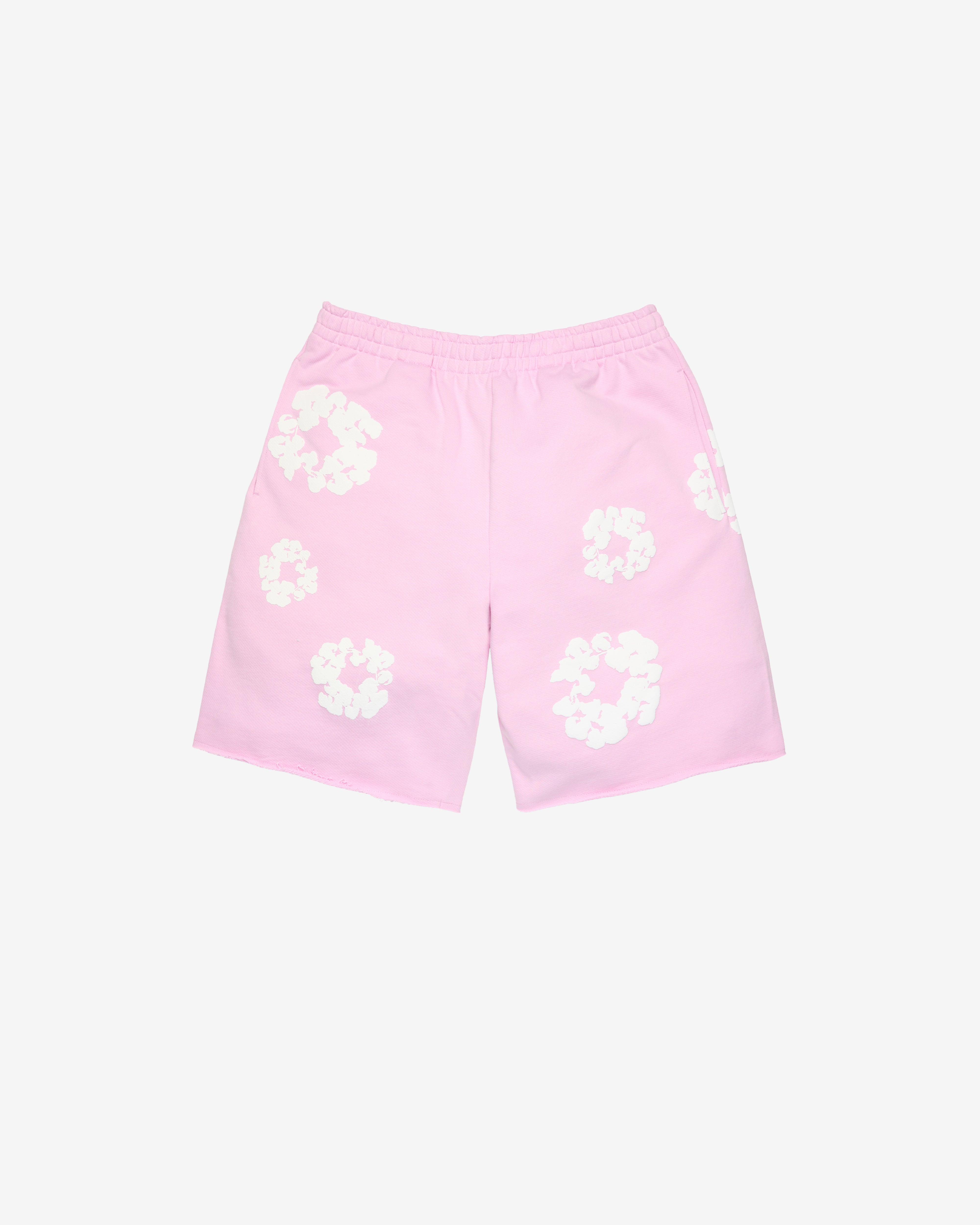 Denim Tears フラワーモチーフ ピンクショートパンツ Denim Tears: Men's Powder Cotton Wreath Sweatshort (Pink) | DSMNY