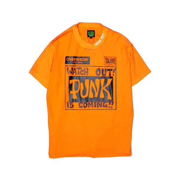 Overthrow x Everlast - Men's Watch Out Punk! Is Coming T-Shirt - (Orange)