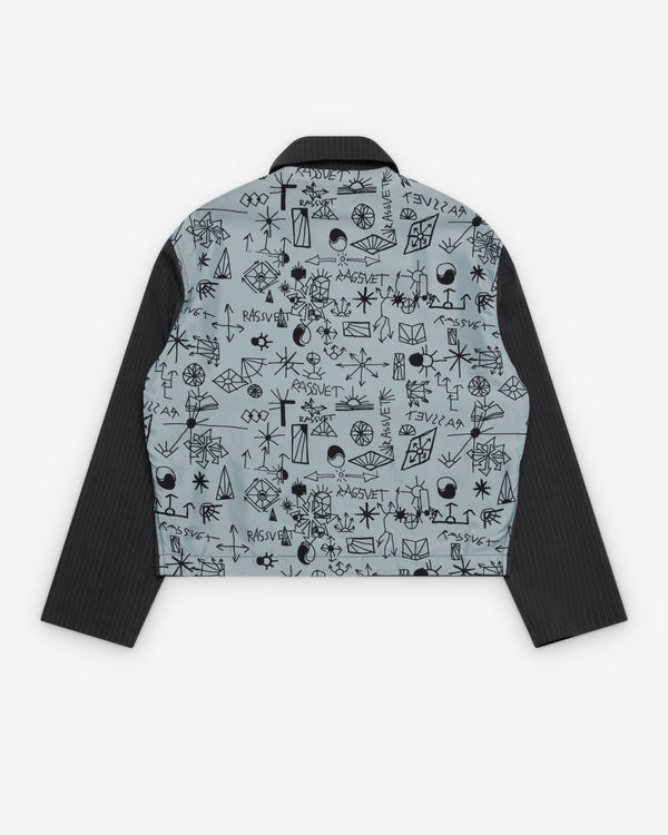 Rassvet - Men's Pinstripe Scribble Snap Jacket - (Grey)