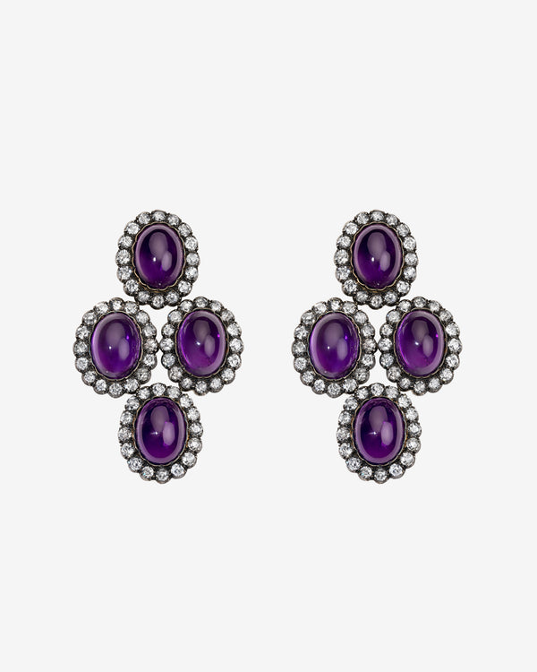 Mindi Mond - Women's Amethyst and Old Mine Diamond Girandole Earrings - (White Gold)