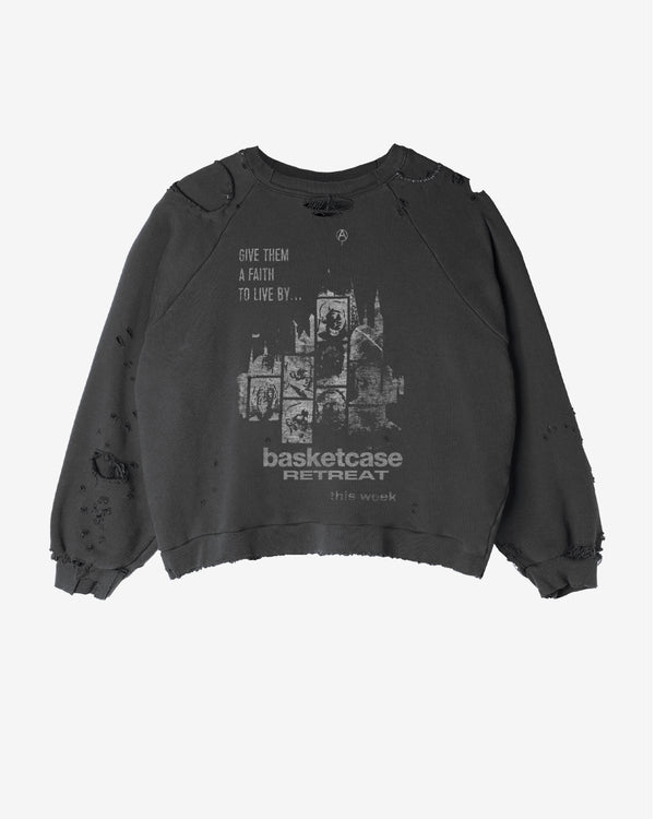 BASKETCASE - Men's Retreat Repaired Crewneck - (Vintage Black)