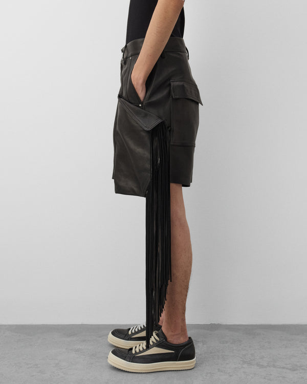 Rick Owens - Men's Leather Fringed Shorts - (Black)