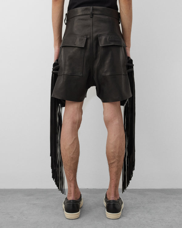 Rick Owens - Men's Leather Fringed Shorts - (Black)