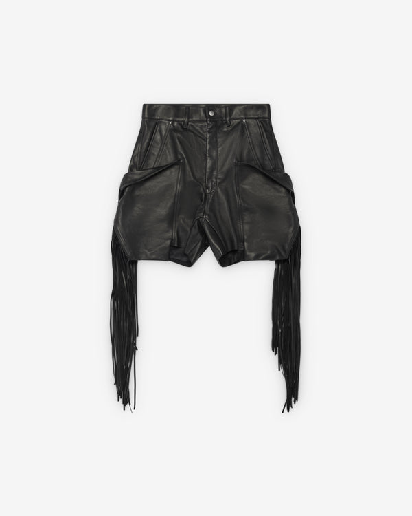Rick Owens - Men's Leather Fringed Shorts - (Black)