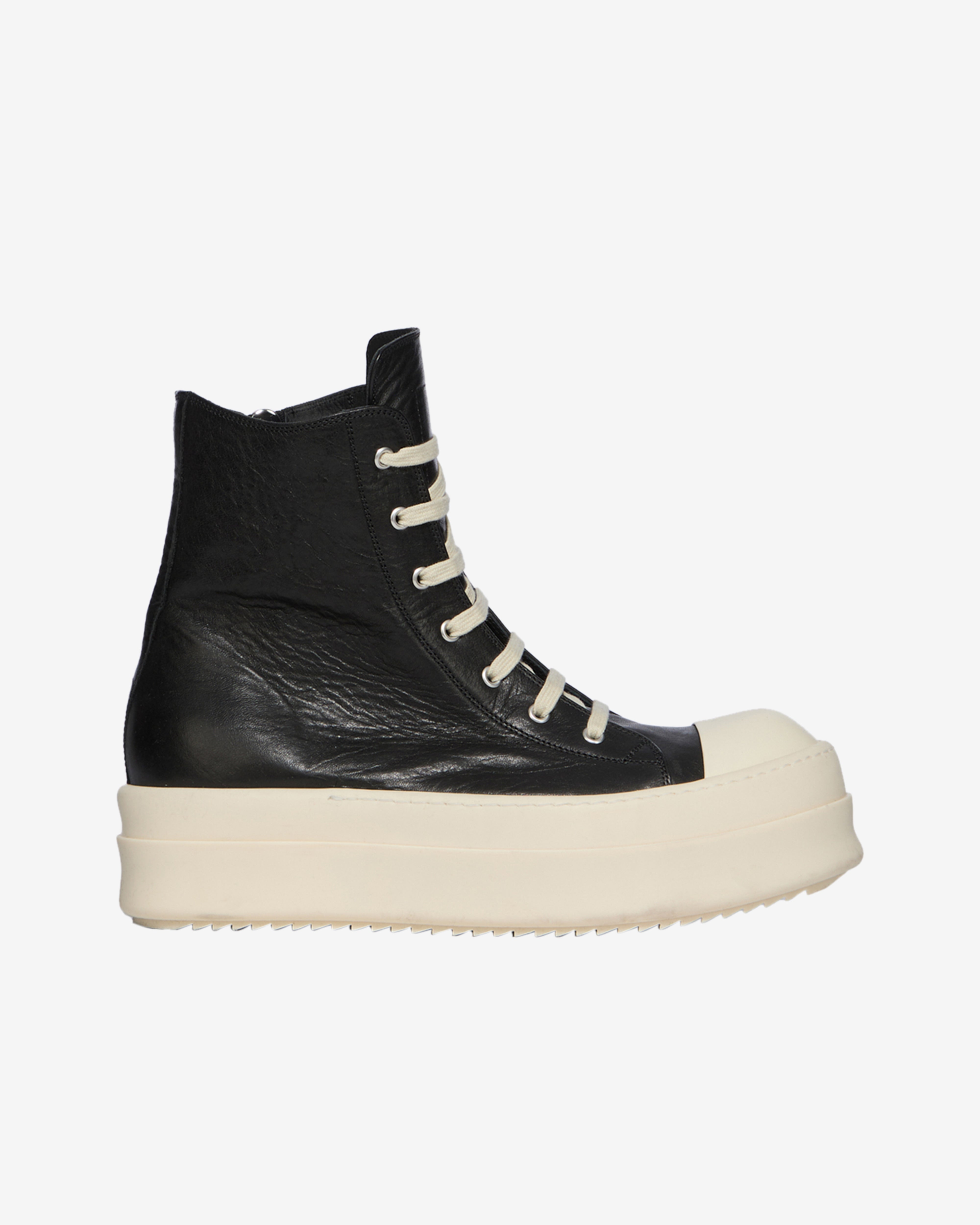 Rick Owens: Men's Mega Bumper Sneakers (Black/Milk) | DSMNY E-SHOP