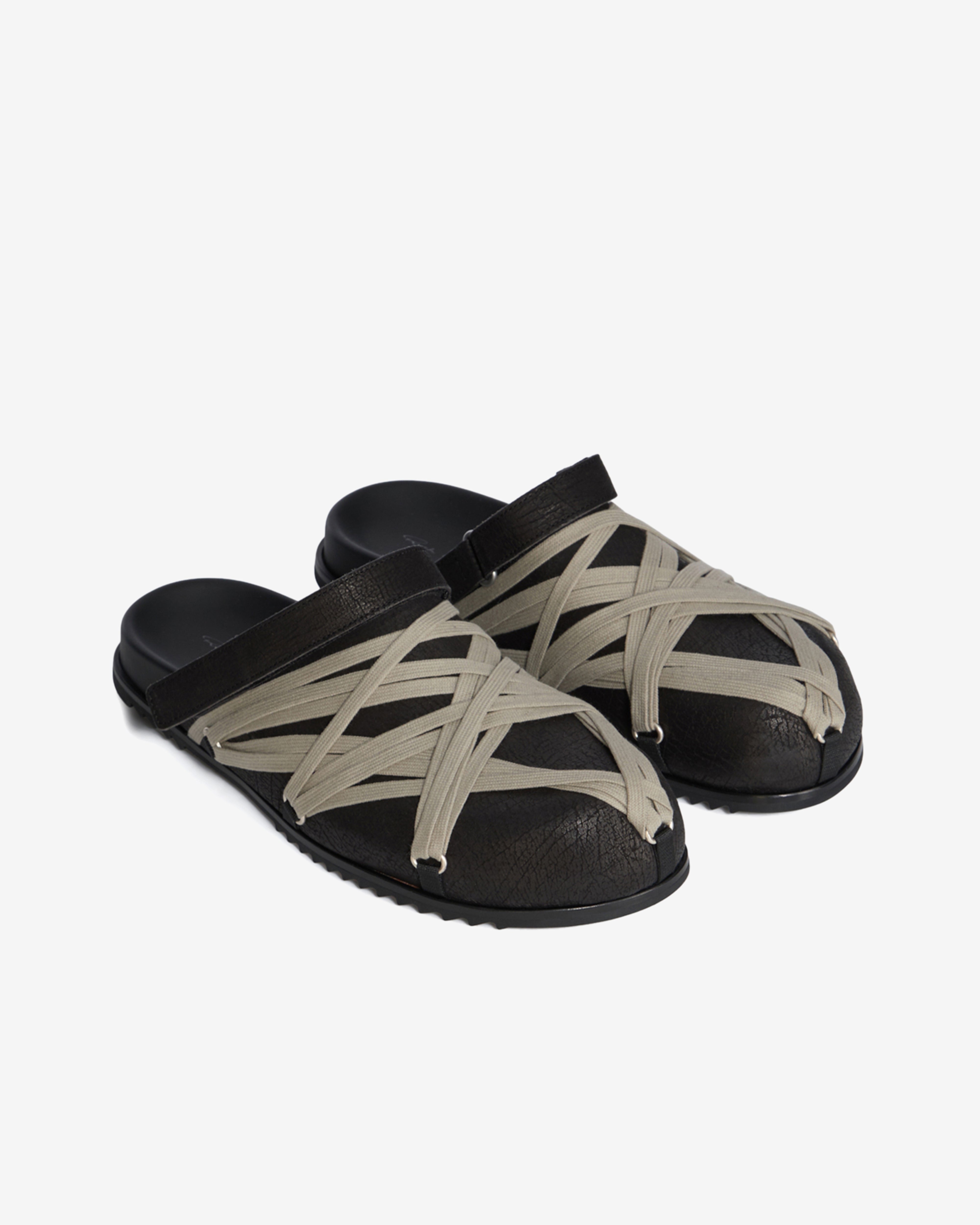 Rick Owens: Men's Hollywood Megalaced Mules (Black) | DSMNY