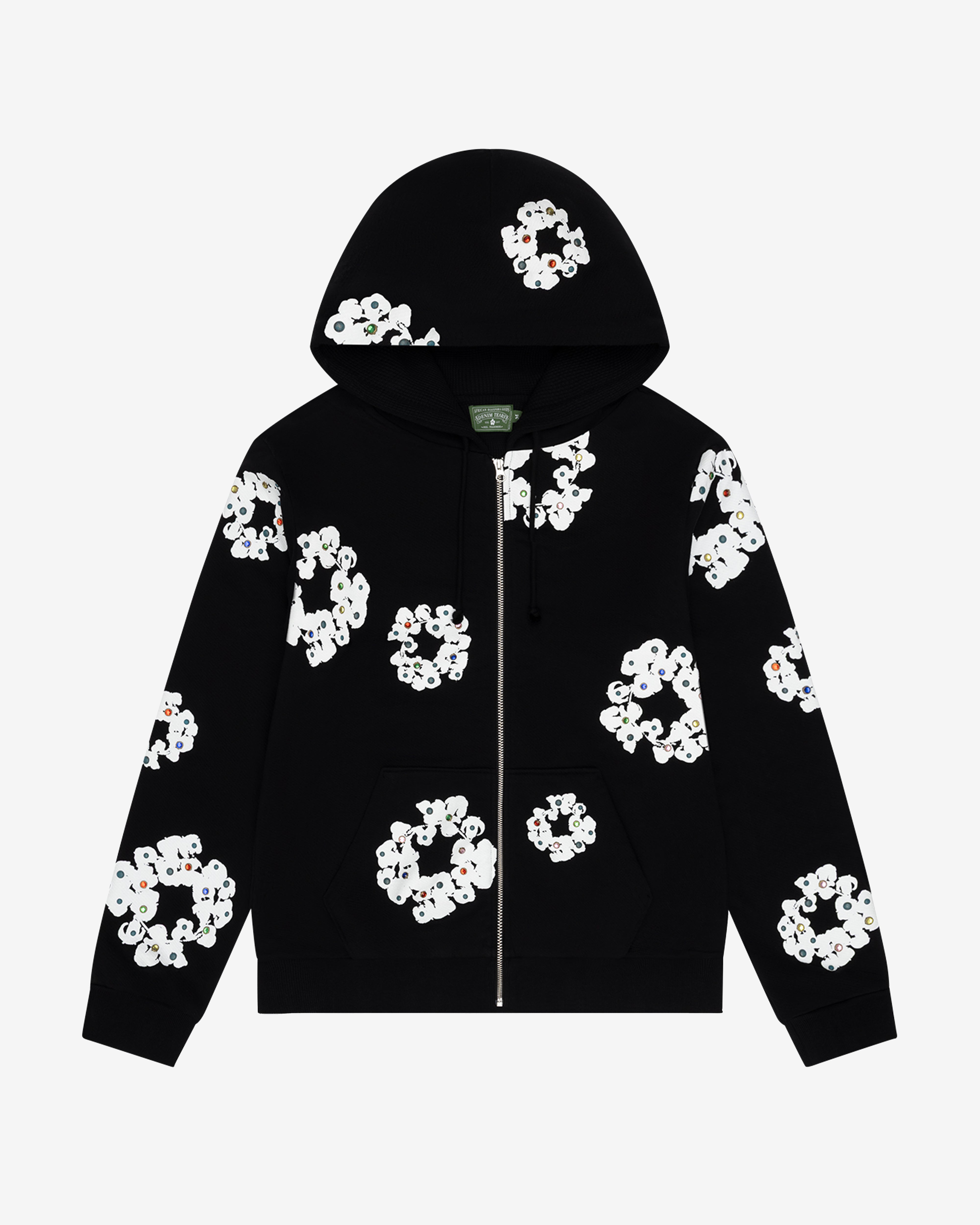 333union hoodie drip 星柄 Brushed Stars Zip Up Cropped Hoodie in Black | Hezly by Lauren Moshi