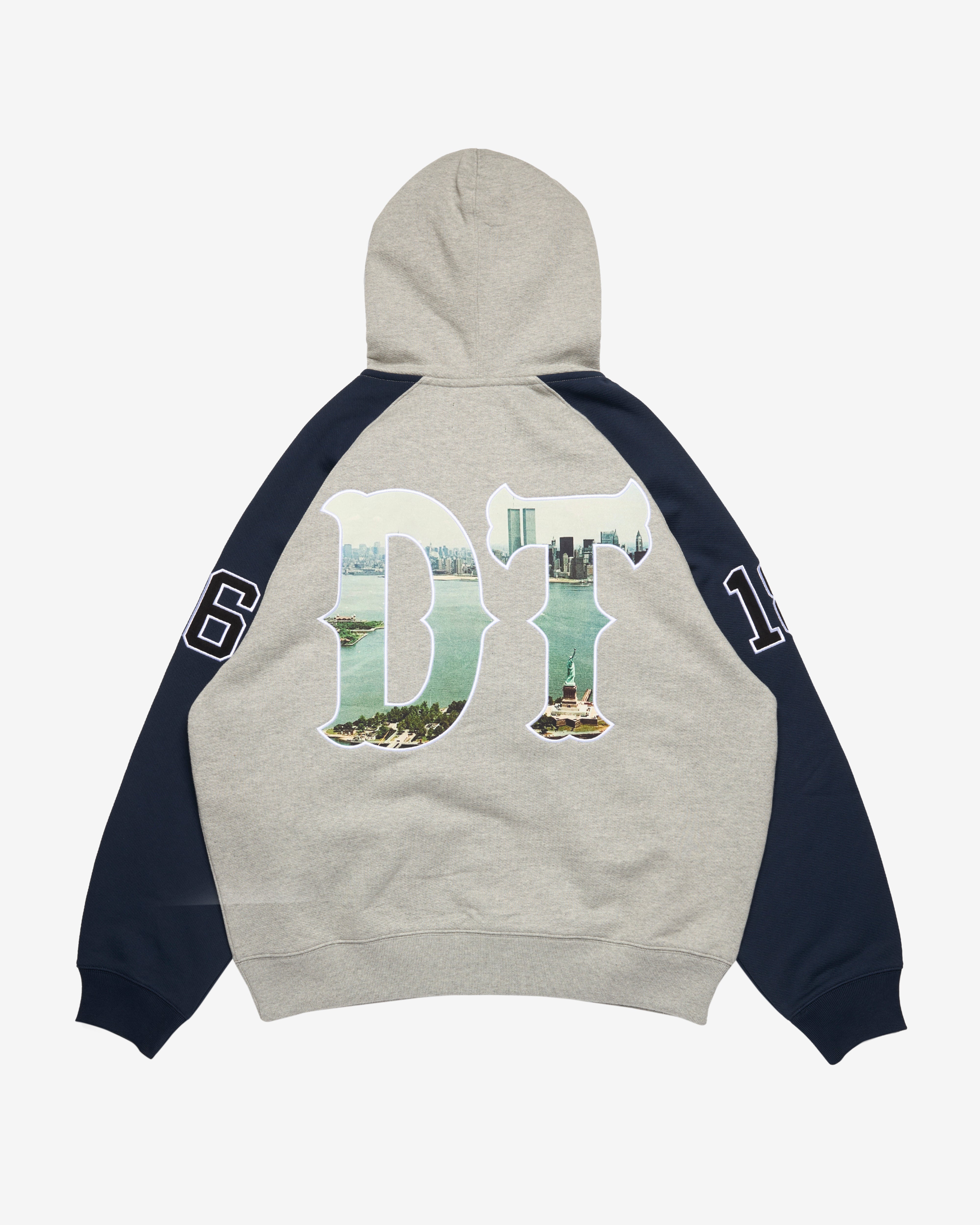 Denim Tears: Men's Rugby Zip Hoodie (Grey/Blue) | DSMNY E-SHOP