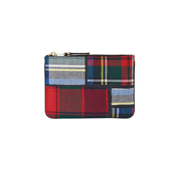 CDG Wallet - Tartan Patchwork Zip Pouch - (Red SA8100TP)