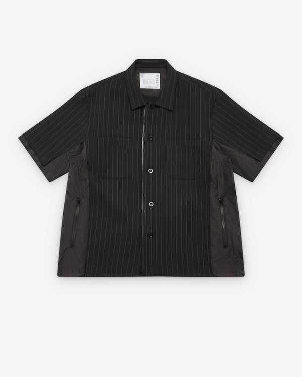 Sacai - Men's Matelasse Twill Shirt - (Black Stripe)