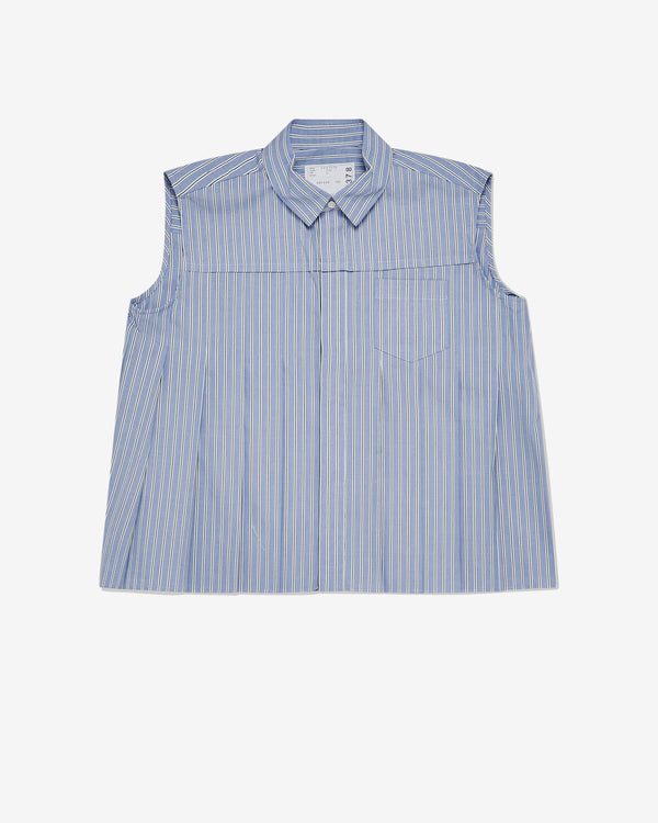 Sacai - Women's Sleeveless Pleated Shirt - (Blue Stripe)