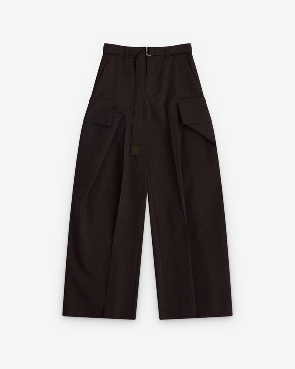 sacai - Women's Wide Leg Pleated Trousers - (Brown)