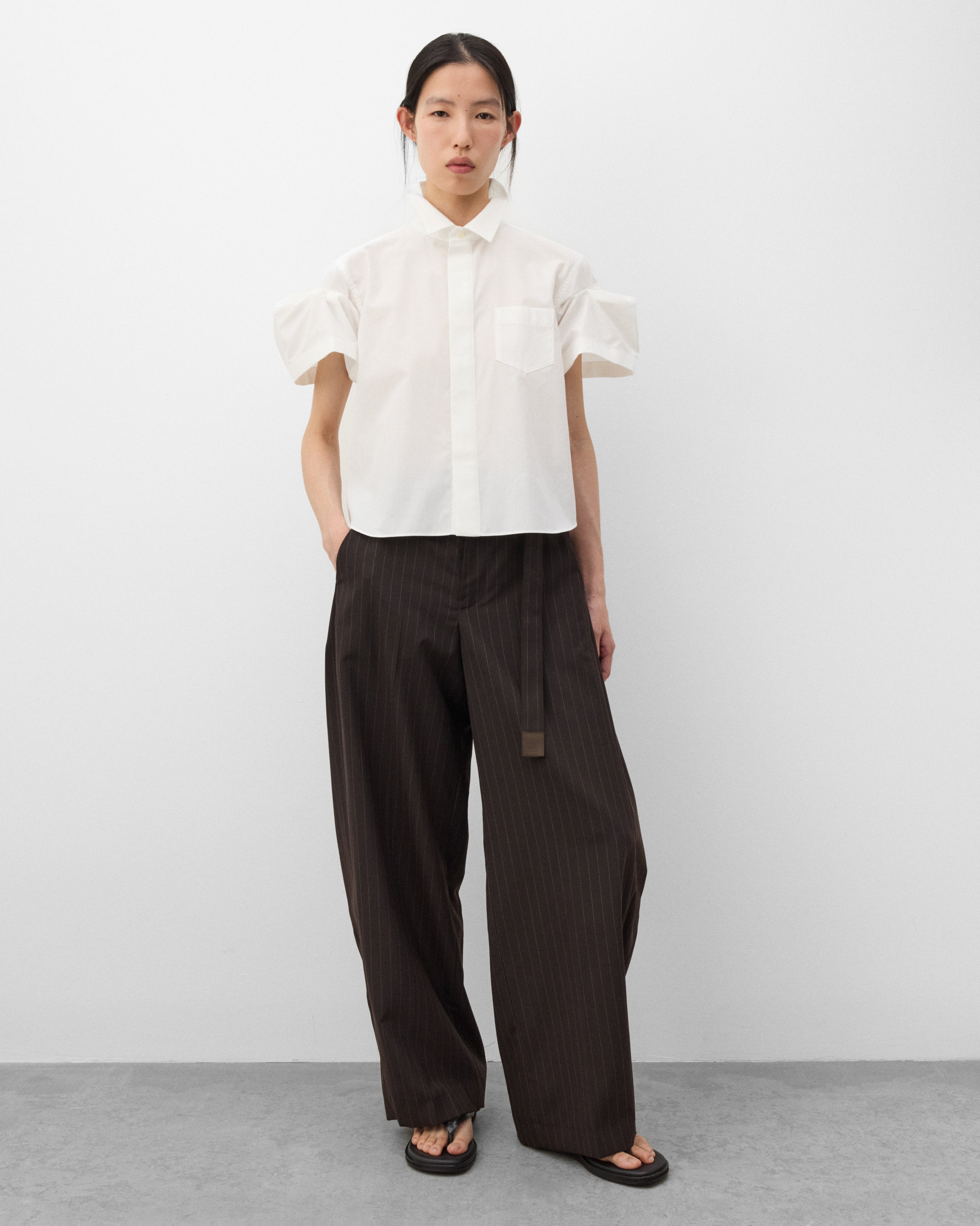 Sacai: Women's Poplin Shirt (Off White) | DSMNY E-SHOP