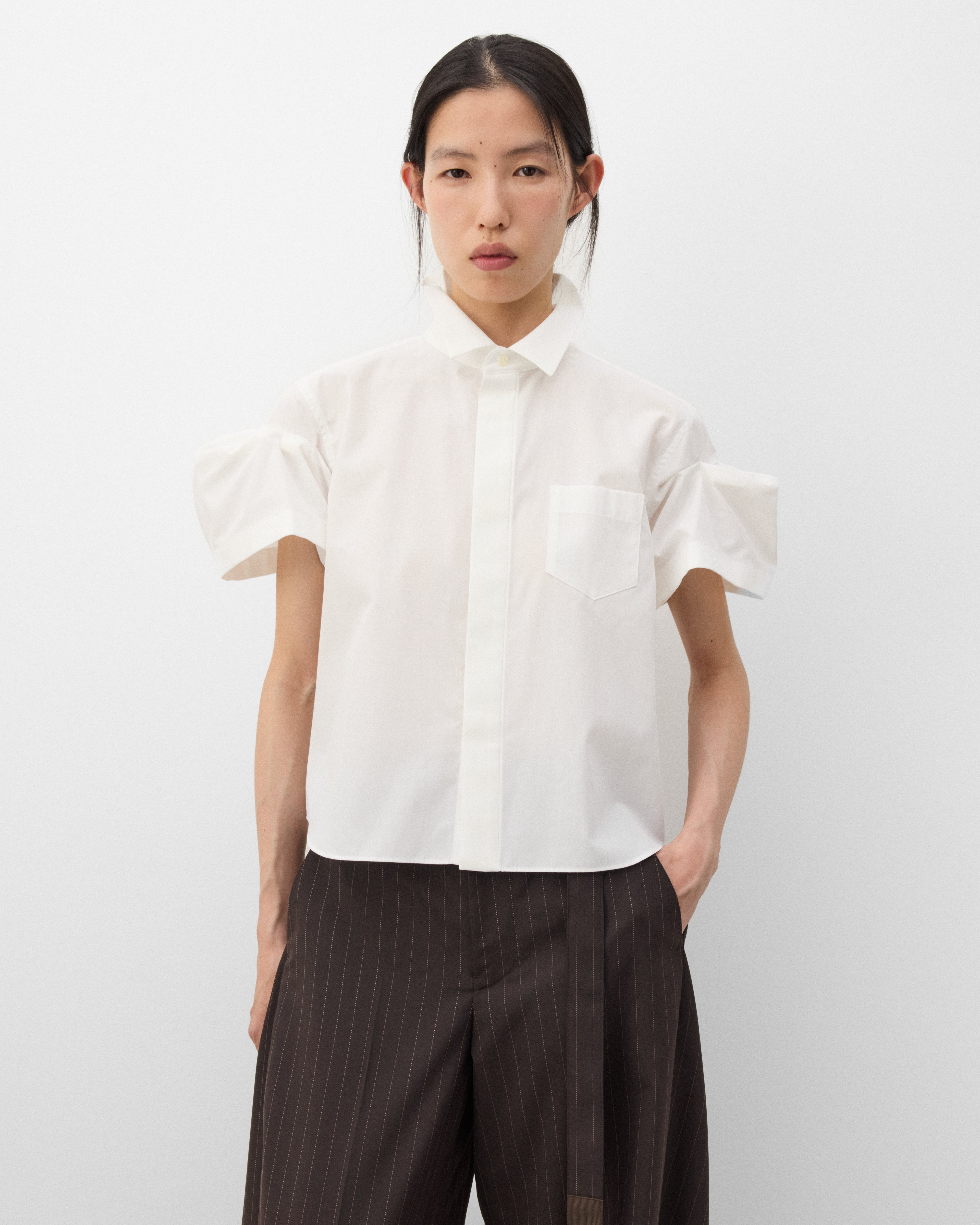 Sacai: Women's Poplin Shirt (Off White) | DSMNY E-SHOP