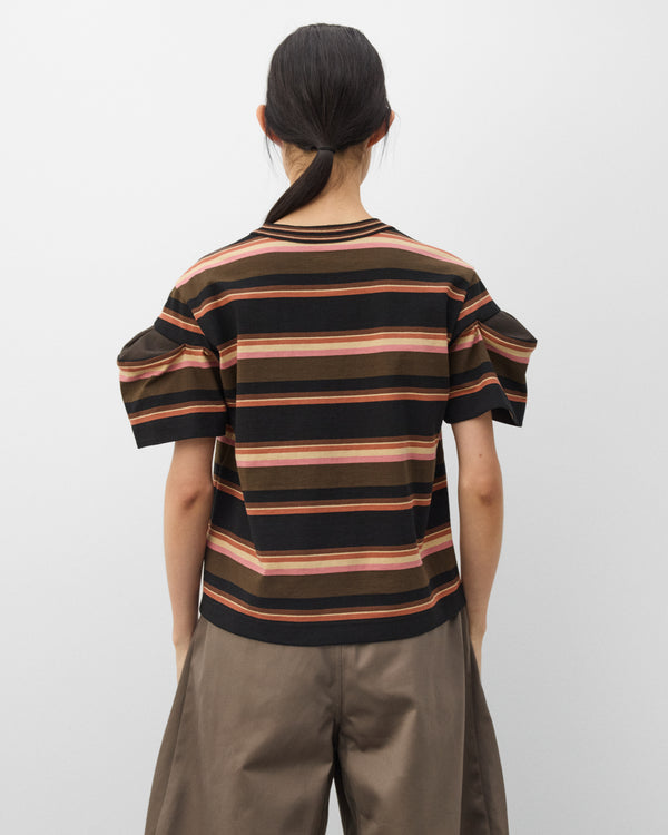 sacai - Women's Horizontal Stripe T-Shirt - (Khaki/Pink)