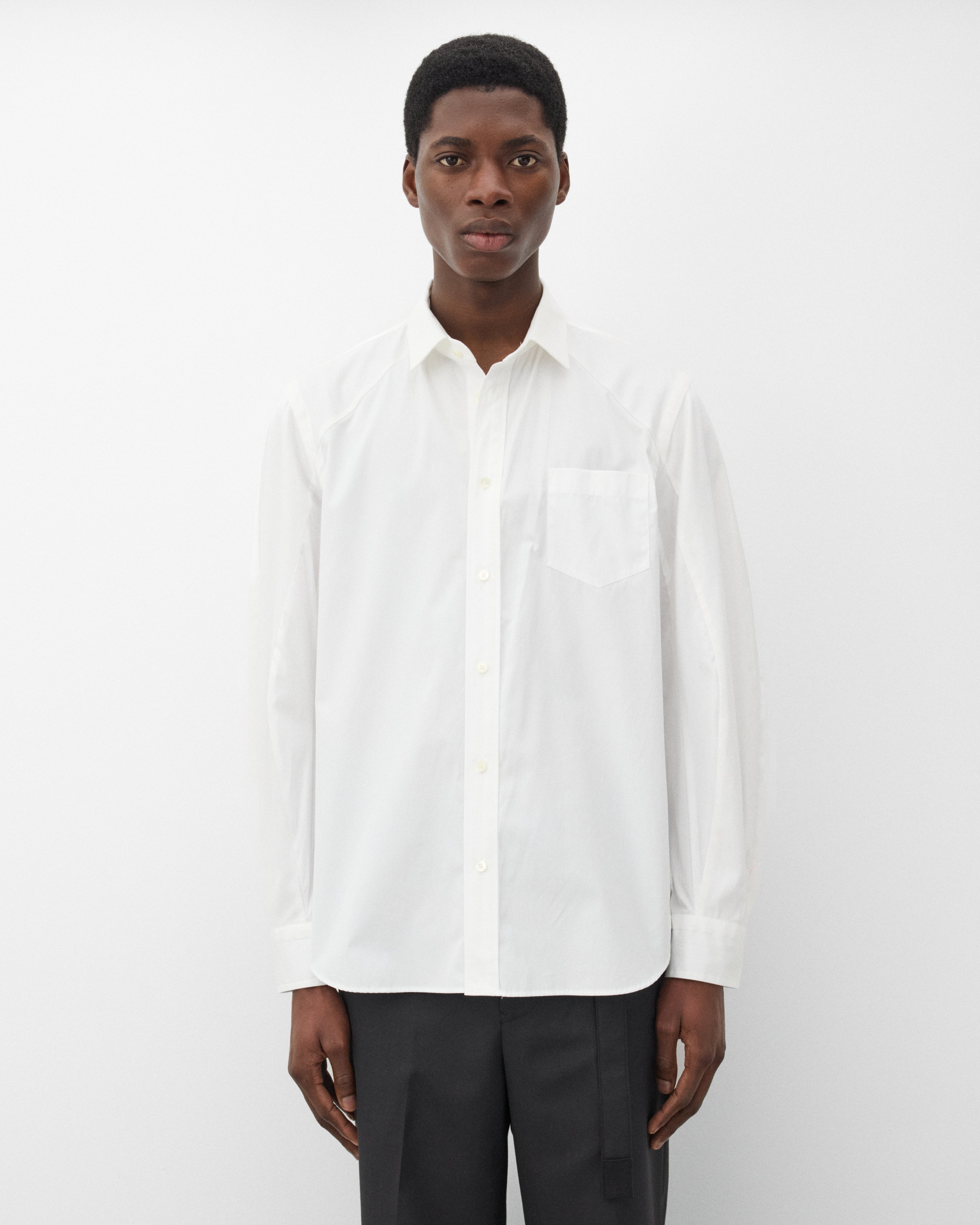 sacai: Men's Poplin Shirt (White) | DSMNY E-SHOP
