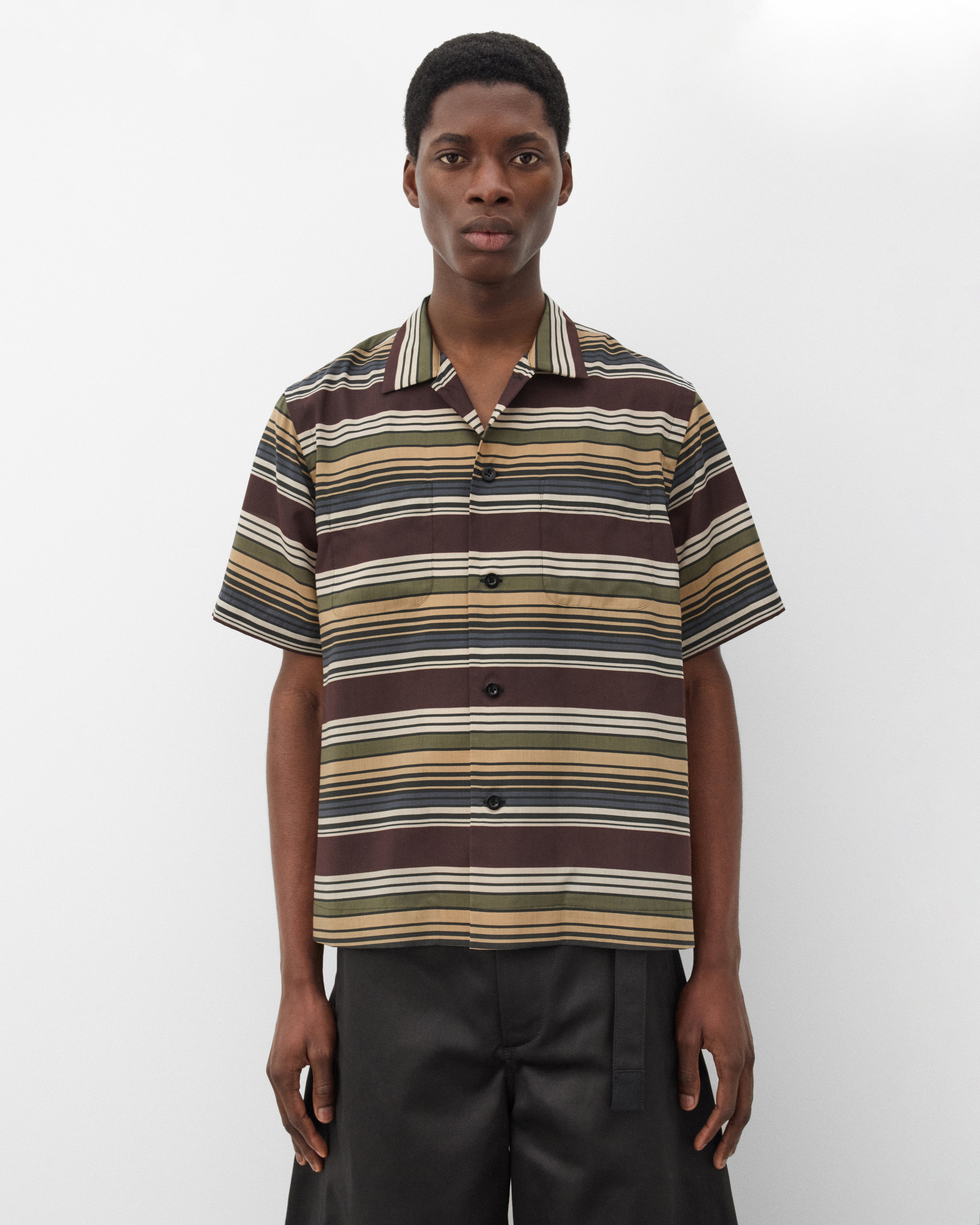 Sacai: Men's Horizontal Stripe Shirt (Multi) | DSMNY E-SHOP