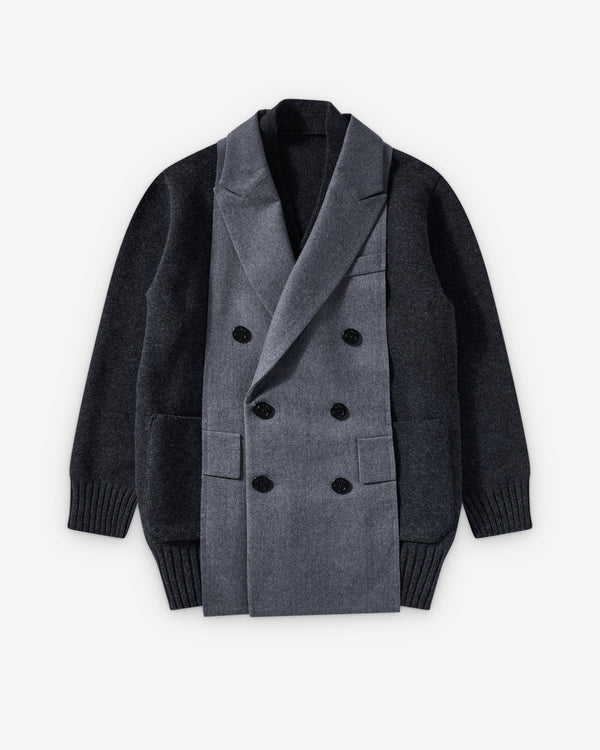 Sacai - Women's Wool Flannel X Wool Knit Cardigan - (Grey/Navy)