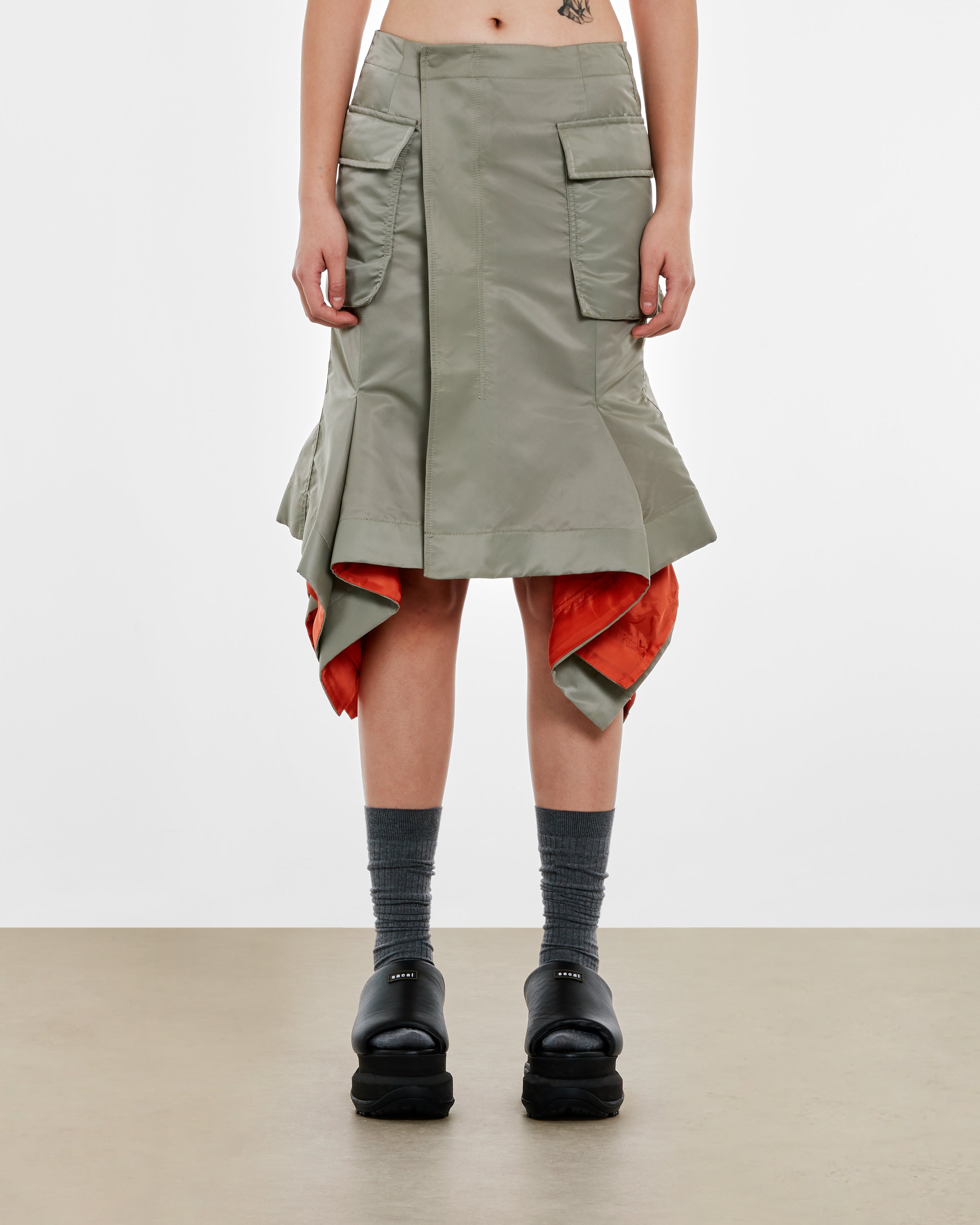 sacai - Women's Nylon Twill Skirt - (Khaki)