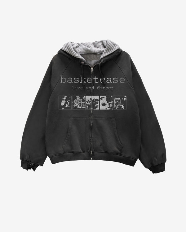 BASKETCASE - Men's Scar Thermal Zip Hoodie - (Black)