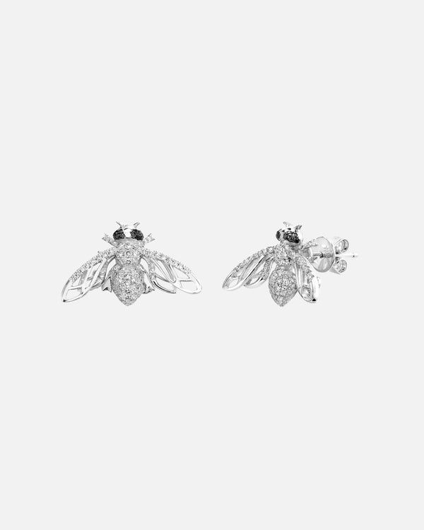 Shay - Women's Bee Stud Earrings - (White Gold)