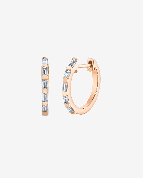 Shay - Women's Diamond Baguette Mini Huggies - (Rose Gold)