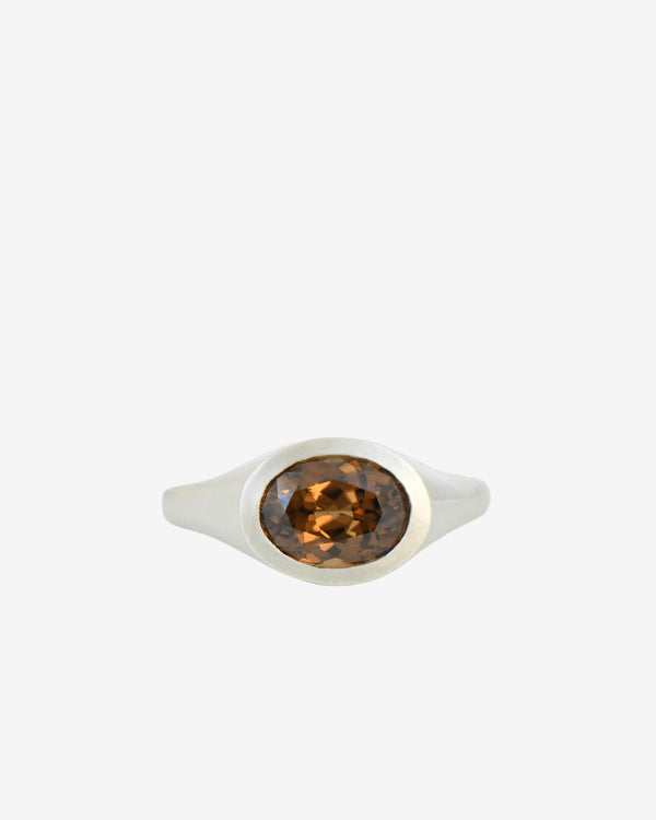 Seb Brown - Women's Brown Oval Ring - (White Gold)