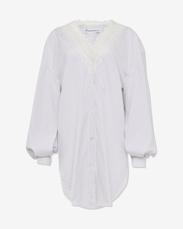 JW Anderson - Women's V-Neck Lace Trim Shirt - (Grey/White)