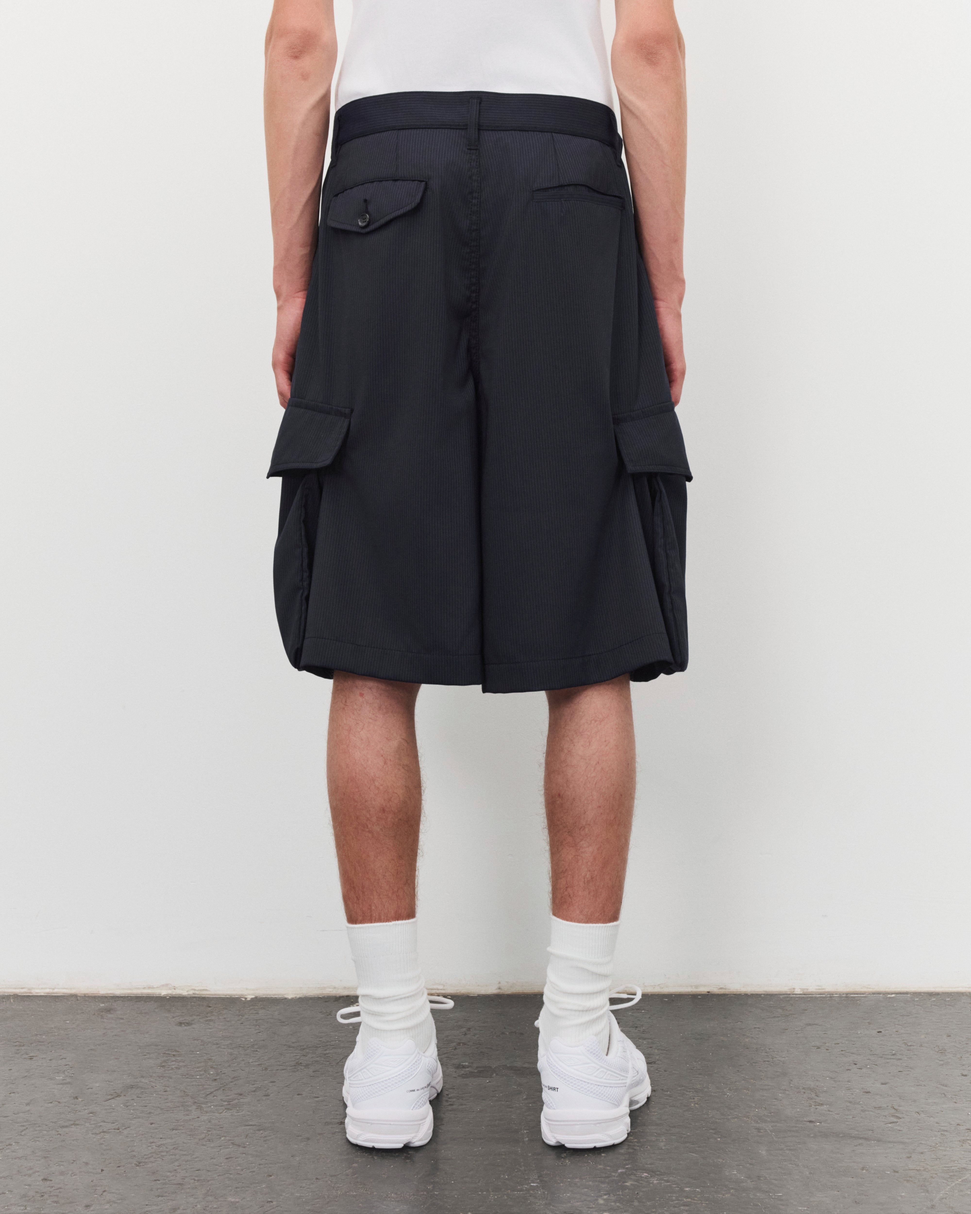 CDG Shirt: Men's Pinstripe Cargo Shorts (Navy) | DSMNY E-SHOP