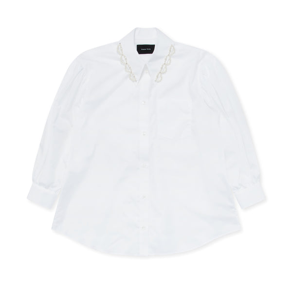 Simone Rocha - Women's Embellished Classic Puff Sleeve Shirt  - (White/Pearl)