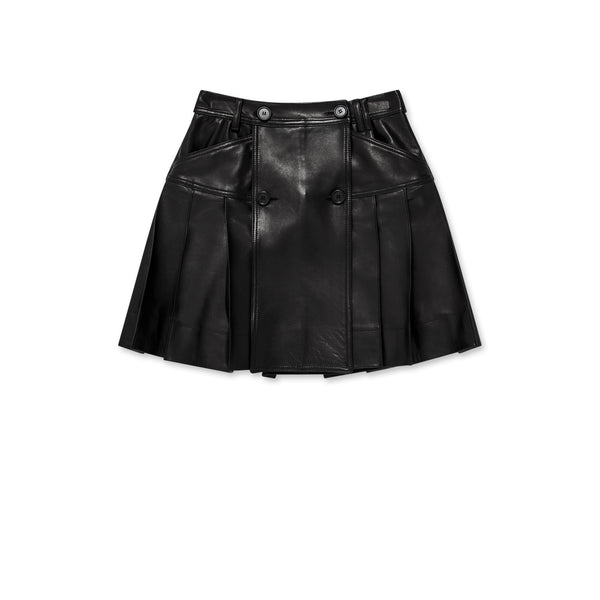 Simone Rocha - Leather Pleated Mini Kilt - (Black)
