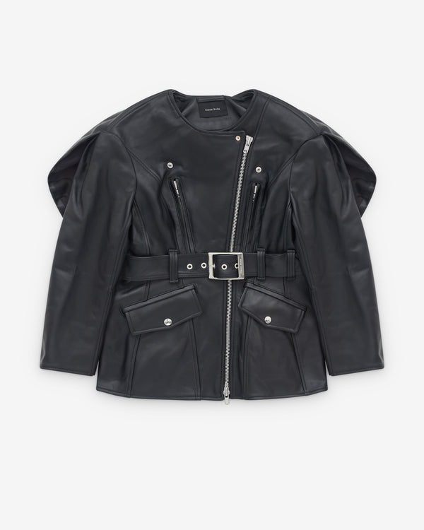 Simone Rocha - Women's Sculpted Belt Detail Biker Jacket - (Black)
