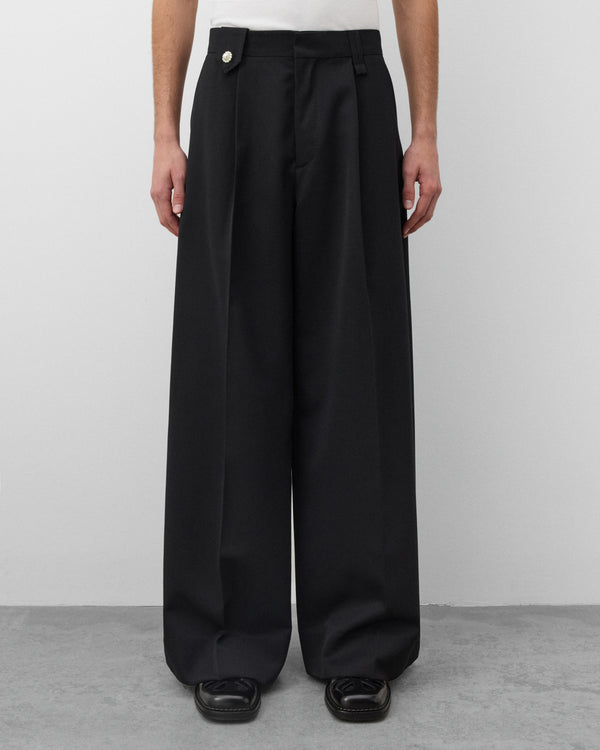 Simone Rocha - Men's Wide Leg Belt Loop Tab Trouser - (Black)