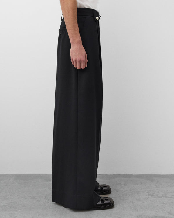 Simone Rocha - Men's Wide Leg Belt Loop Tab Trouser - (Black)