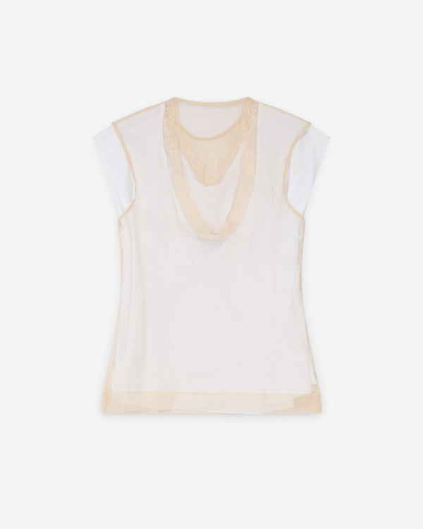 Simone Rocha - Women's Layered Liquid Cap Sleeve Lace Trim T-Shirt - (White)