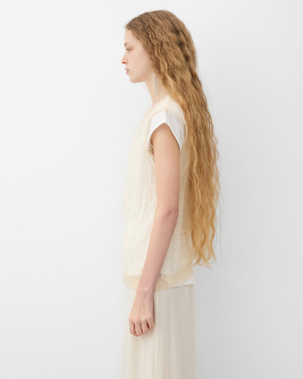 Simone Rocha - Women's Layered Liquid Cap Sleeve Lace Trim T-Shirt - (White)