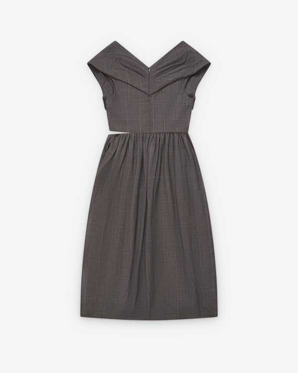 Simone Rocha - Women's Embellished Gathered Sleeve Bite Detail Flare Dress - (Peat/Jet)